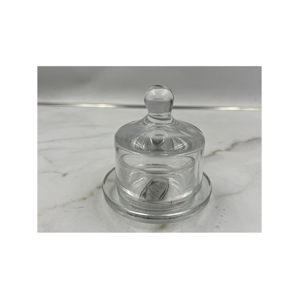 Home Essentials Clear Glass Mini Butter Dish Lid Individual Server Domed Cloche